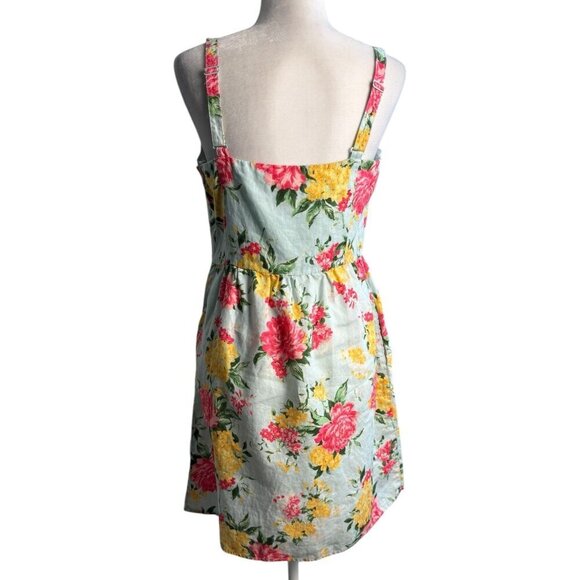 Cynthia Rowley 100% LINEN Summer Floral Dress Cottagecore Sleeveless Womens Sz 6 - Picture 7 of 7